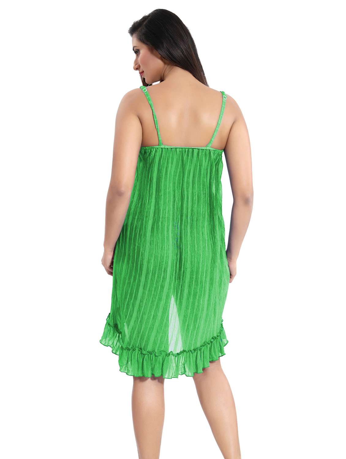 women solid shoulder strap lace babydoll - 21944470 -  Standard Image - 3