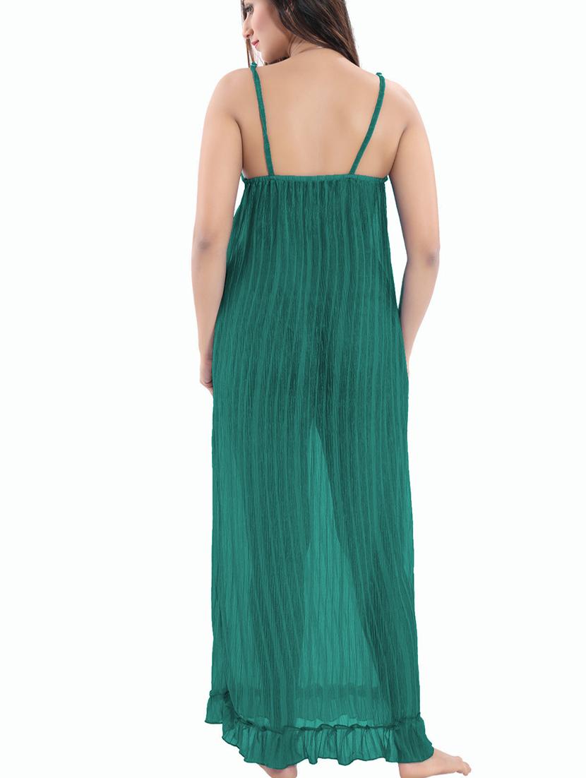 women green lace detail semi-transparent nighty - 21944472 -  Standard Image - 3