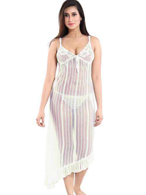 women solid shoulder strap lace babydoll - 21944477 -  Standard Image - 0