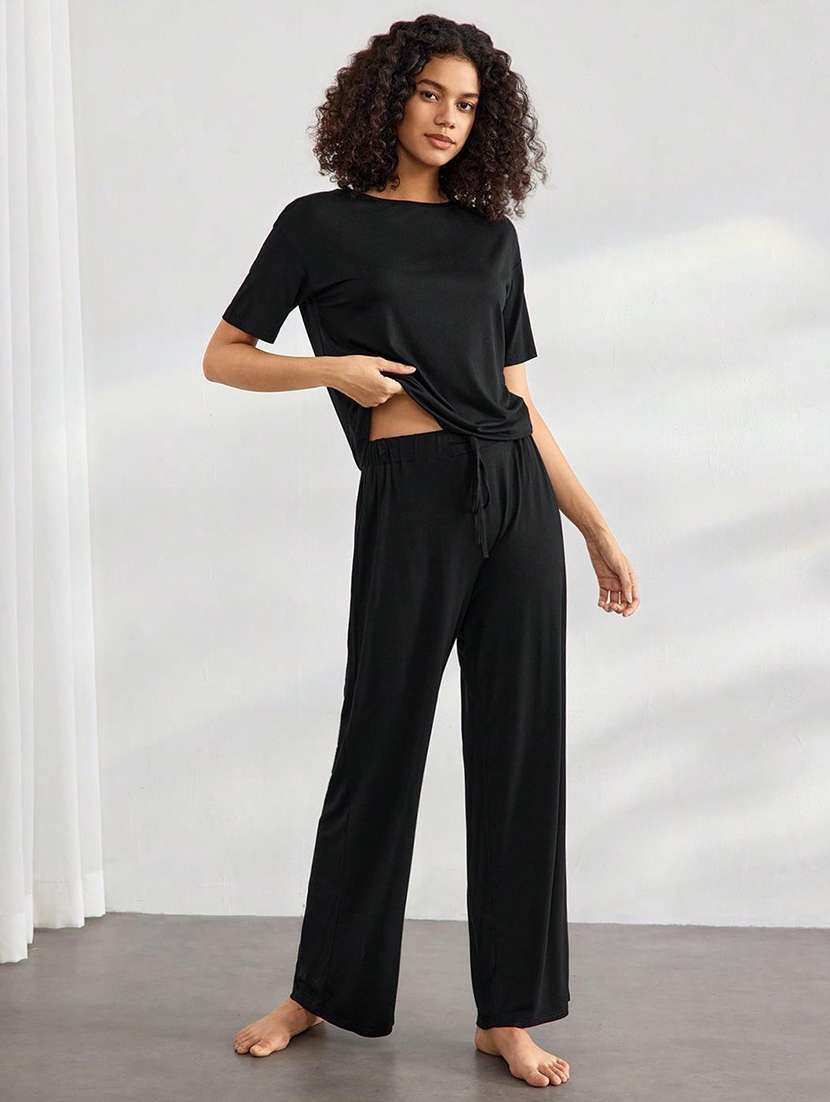 women solid top and trouser co-ord set - 21944495 - Zoom Image - 0