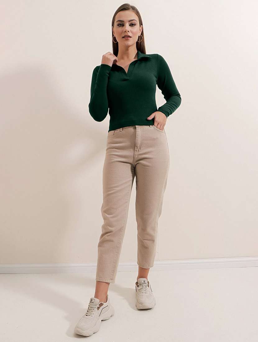 women solid long sleeve collared regular top - 21944604 - Standard Image - 3