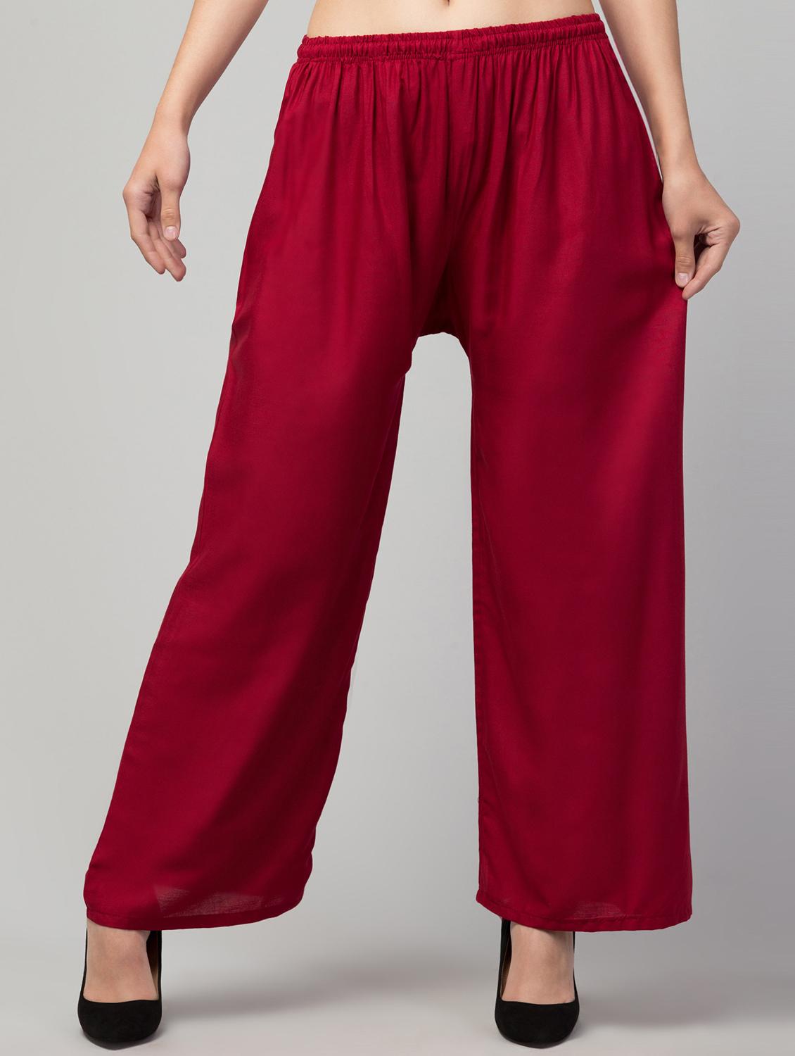 women solid mid rise flared palazzo - 21944610 - Zoom Image - 0