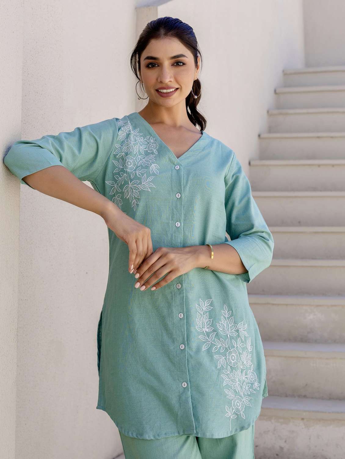 women three quarter sleeve ethnic co-ord set - 21944699 -  Standard Image - 5