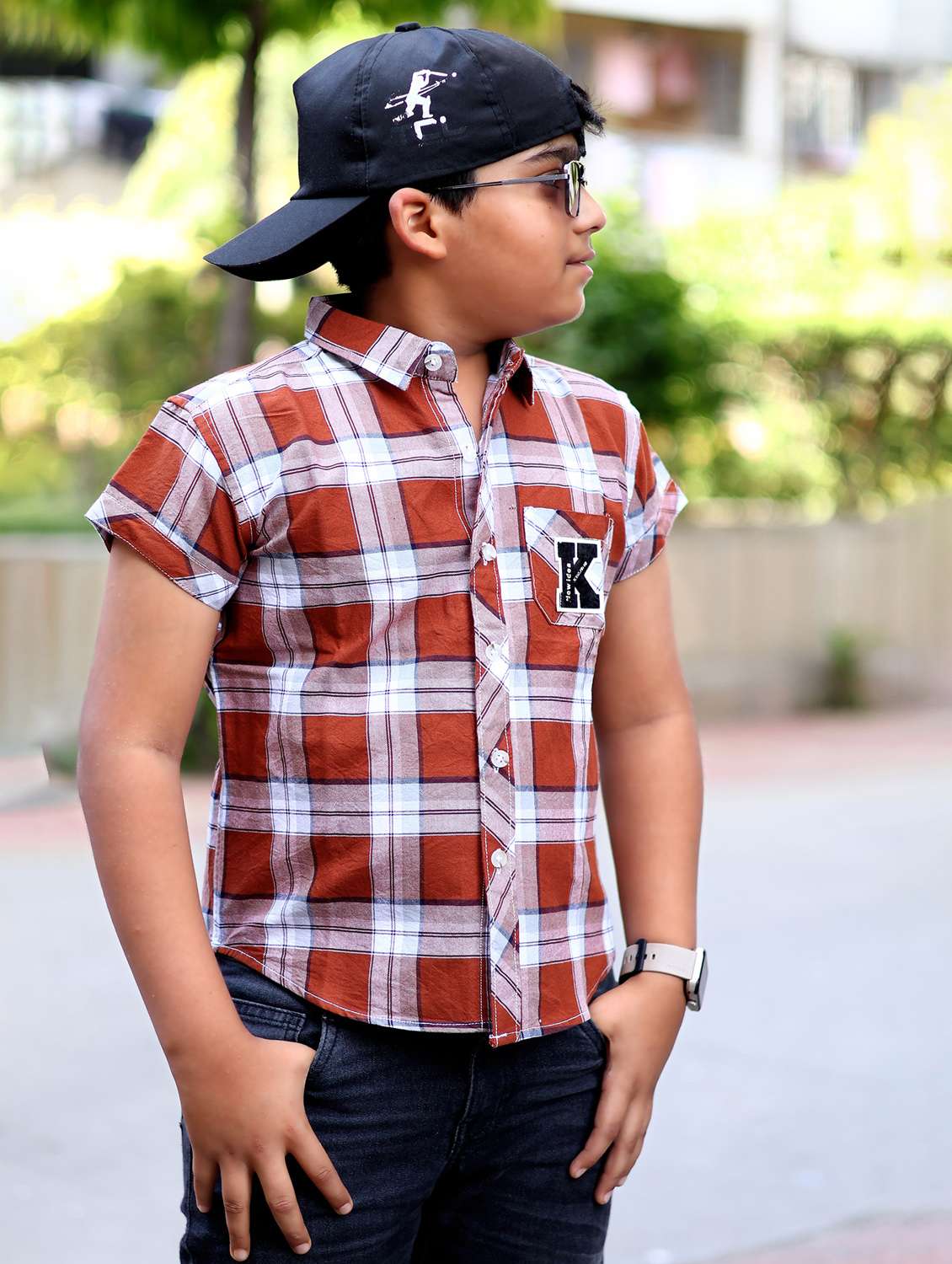 boys checkered short sleeve casual shirt - 21944716 -  Standard Image - 3