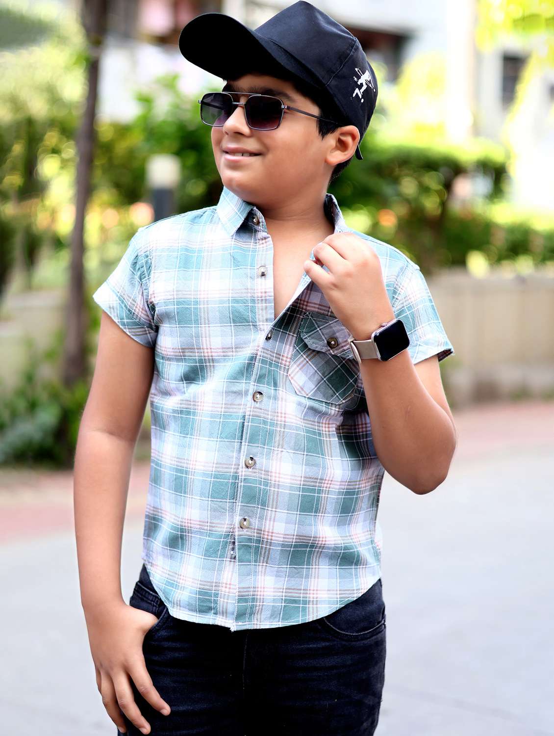 boys checkered short sleeve casual shirt - 21944718 -  Standard Image - 3