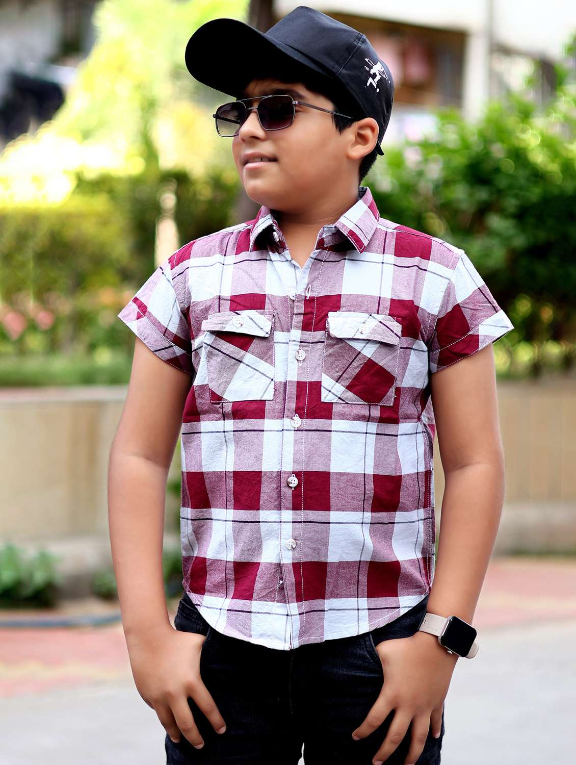 boys checkered short sleeve casual shirt - 21944723 -  Zoom Image - 0