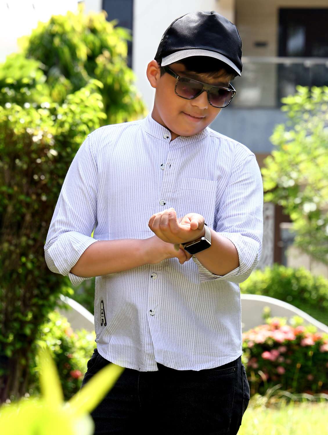 boys striped long sleeve casual shirt