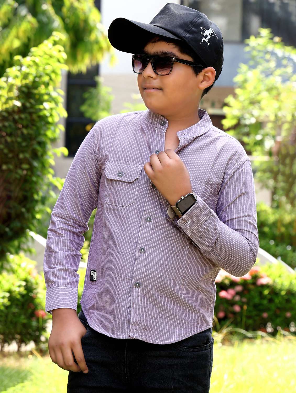 boys striped long sleeve casual shirt