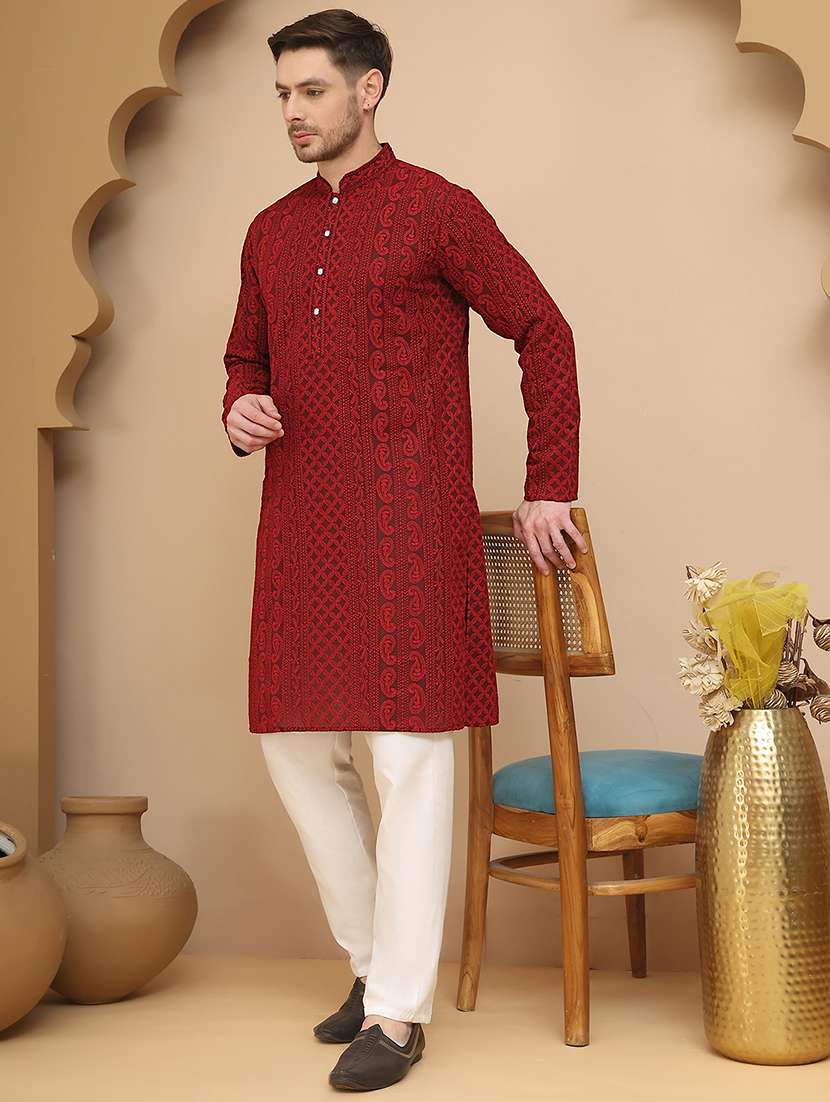 men mandarin neck kurta pyjama ethnic wear set - 21944752 -  Zoom Image - 0