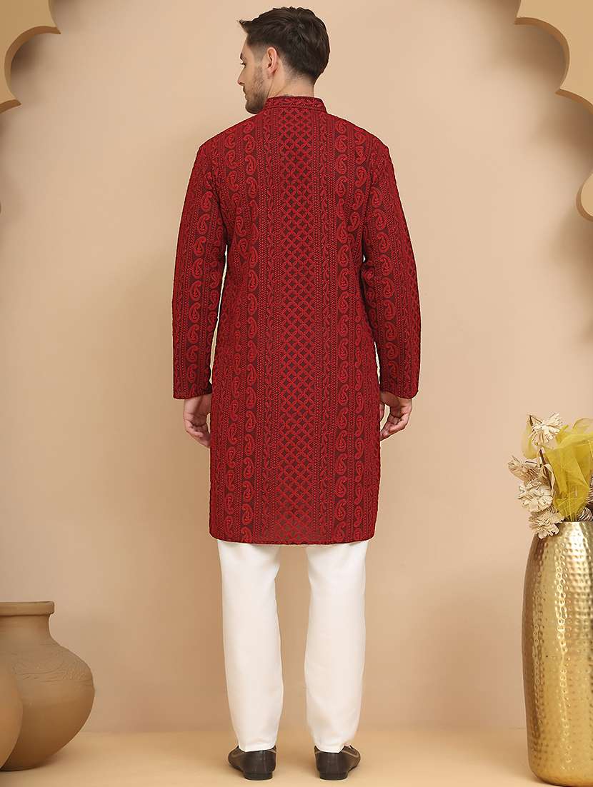 men mandarin neck kurta pyjama ethnic wear set - 21944752 -  Standard Image - 3