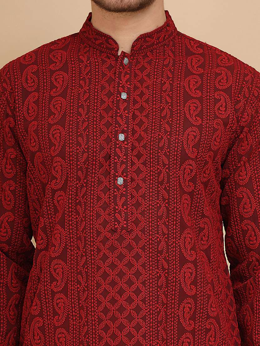 men mandarin neck kurta pyjama ethnic wear set - 21944752 -  Standard Image - 5