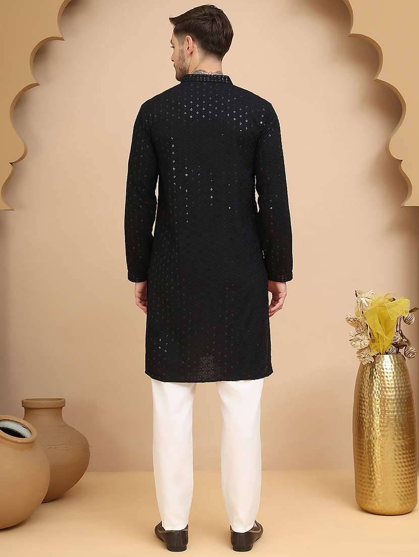 men mandarin neck kurta pyjama ethnic wear set - 21944755 -  Standard Image - 3