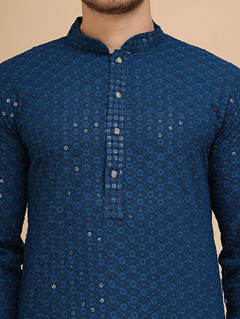 men mandarin neck kurta pyjama ethnic wear set - 21944756 -  Standard Image - 5