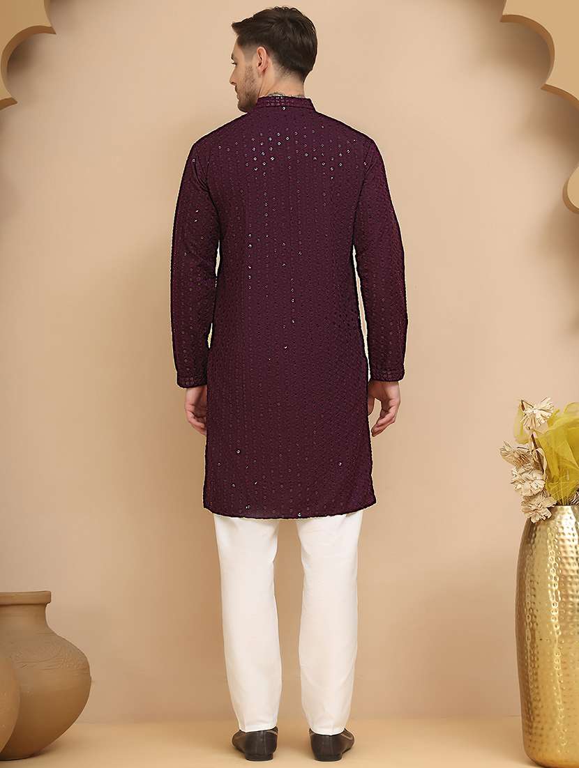 men mandarin neck kurta pyjama ethnic wear set - 21944757 -  Standard Image - 3