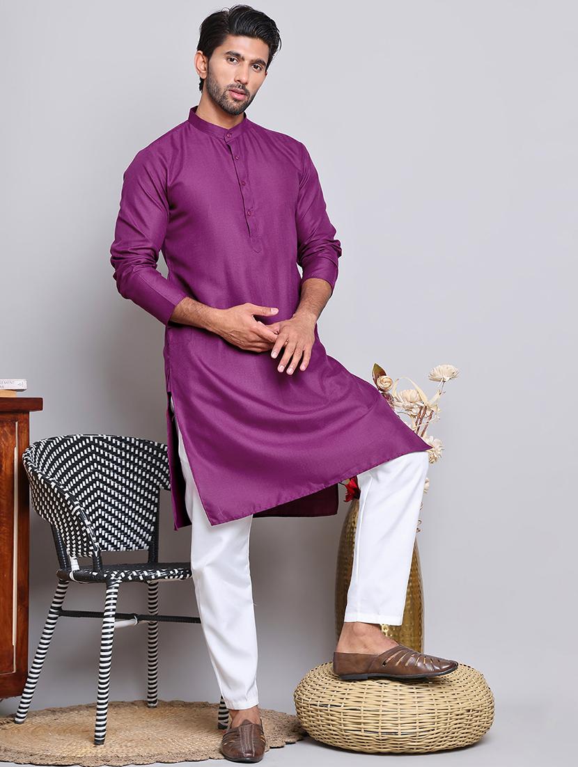 men mandarin neck kurta pyjama ethnic wear set - 21944759 - Zoom Image - 0