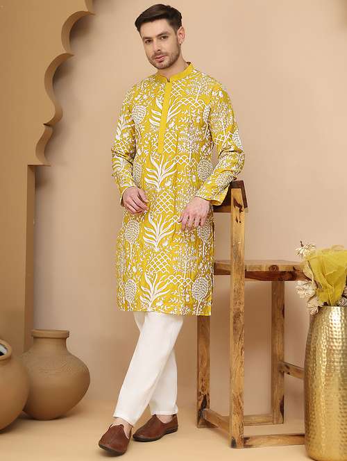 men mandarin neck kurta pyjama ethnic wear set - 21944761 -  Standard Image - 0