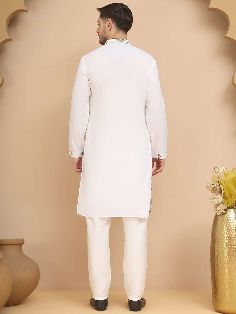 men mandarin neck kurta pyjama ethnic wear set - 21944762 - Standard Image - 3