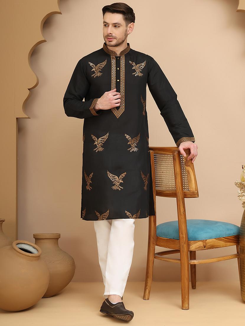 men mandarin neck kurta pyjama ethnic wear set - 21944763 - Zoom Image - 0