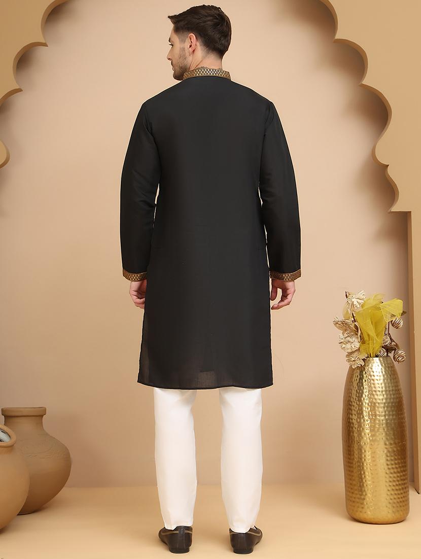 men mandarin neck kurta pyjama ethnic wear set - 21944763 - Standard Image - 3