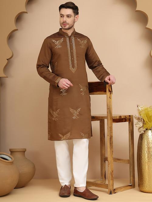 men mandarin neck kurta pyjama ethnic wear set - 21944764 - Standard Image - 0