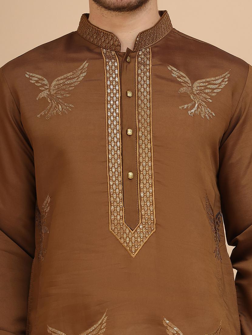 men mandarin neck kurta pyjama ethnic wear set - 21944764 - Standard Image - 5