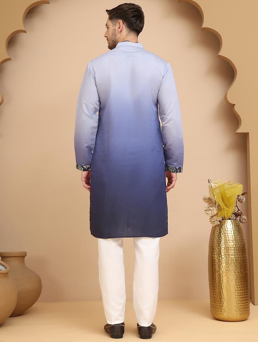 men mandarin neck kurta pyjama ethnic wear set - 21944765 - Standard Image - 3