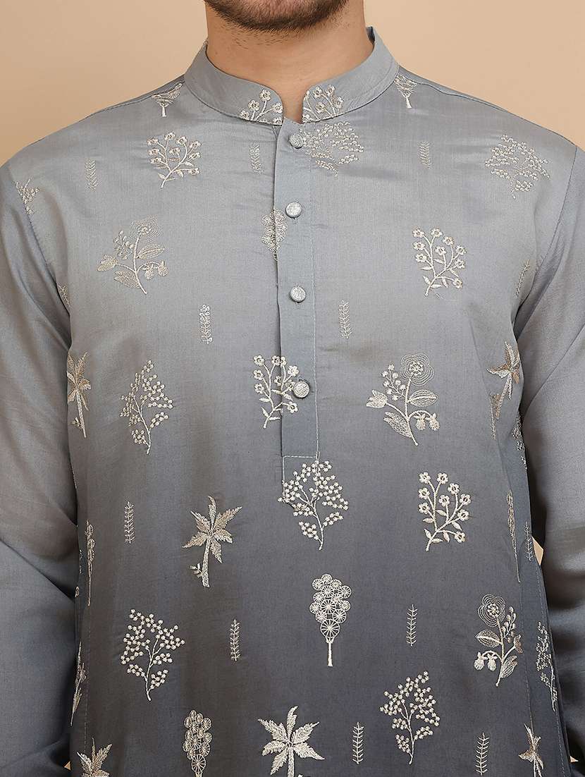 men mandarin neck kurta pyjama ethnic wear set - 21944766 - Standard Image - 5