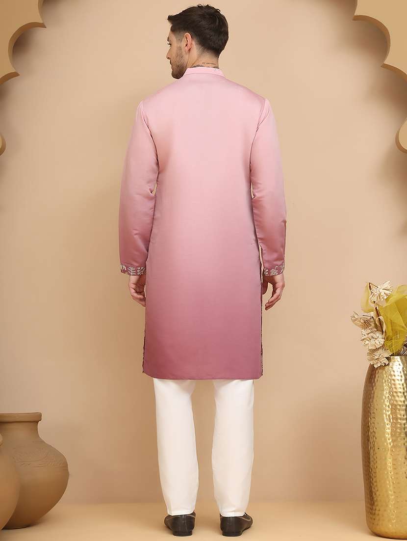 men mandarin neck kurta pyjama ethnic wear set - 21944767 - Standard Image - 3
