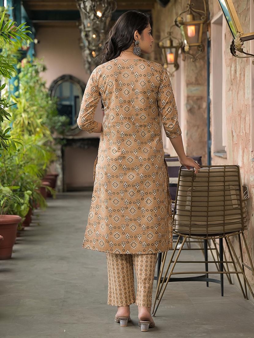 women three quarter sleeve kurta pant with dupatta set - 21944771 - Standard Image - 3