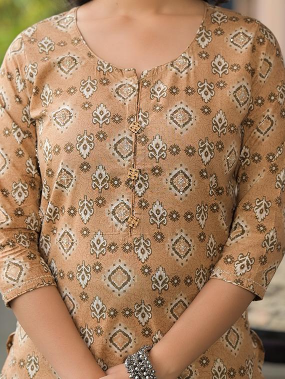 women three quarter sleeve kurta pant with dupatta set - 21944771 - Standard Image - 5