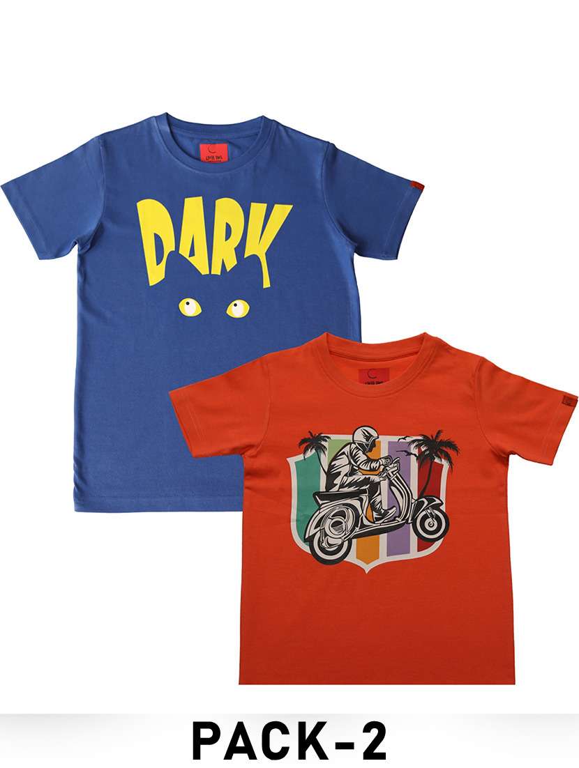 boys pack of 2 printed round neck t-shirt  - 21944772 -  Zoom Image - 0