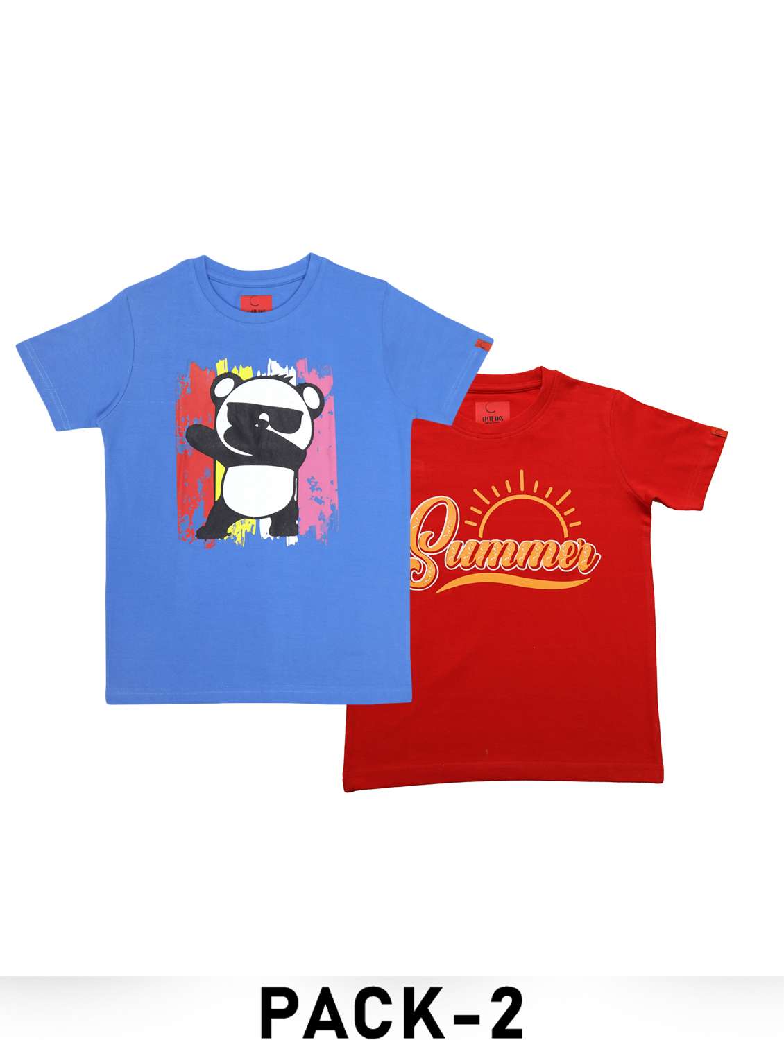 boys pack of 2 printed round neck t-shirt 