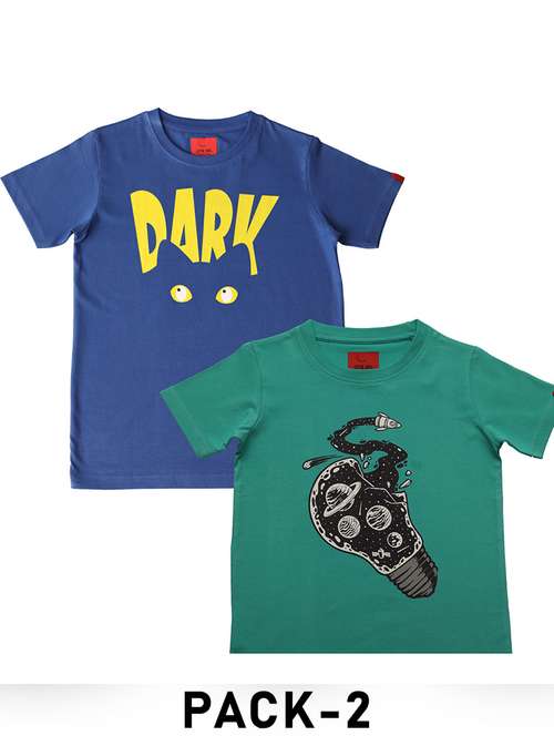 boys pack of 2 printed round neck t-shirt  - 21944793 -  Standard Image - 0
