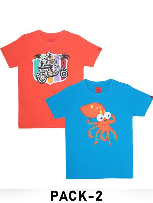 boys pack of 2 printed round neck t-shirt - 21944795 - Standard Image - 0
