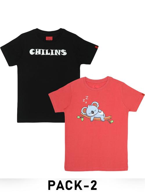 boys pack of 2 printed round neck t-shirt - 21944797 - Standard Image - 0
