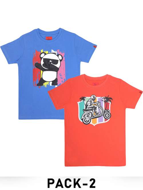 boys pack of 2 printed round neck t-shirt  - 21944803 -  Standard Image - 0