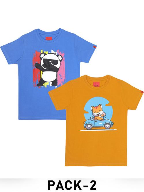 boys pack of 2 printed round neck t-shirt - 21944805 - Standard Image - 0