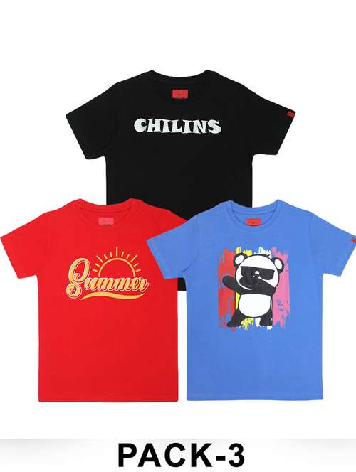 boys pack of 3 printed round neck t-shirt  - 21944807 -  Standard Image - 0