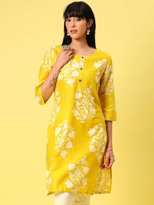 women three quarter sleeve straight kurta - 21944844 -  Standard Image - 0