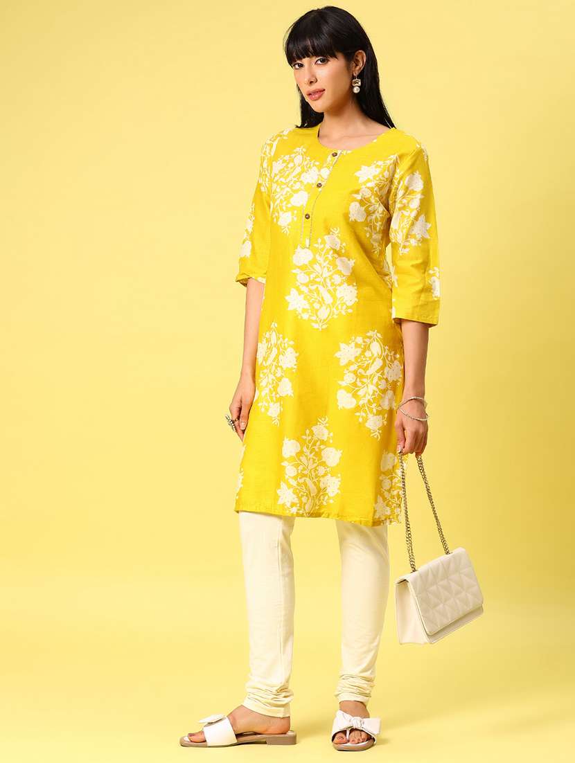 women three quarter sleeve straight kurta - 21944844 -  Standard Image - 3