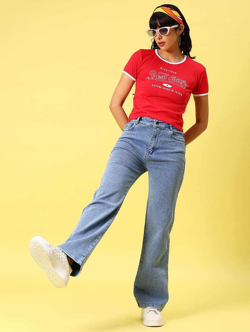 women printed short sleeve crop t-shirt - 21944845 -  Standard Image - 5