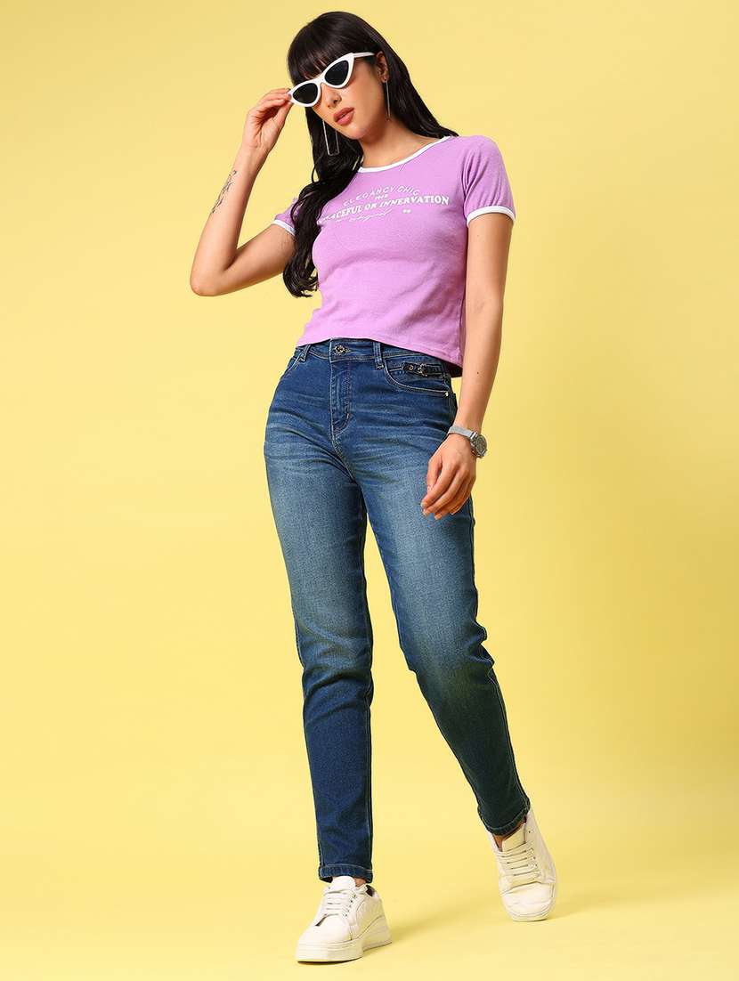 women printed short sleeve crop t-shirt - 21944847 -  Standard Image - 5