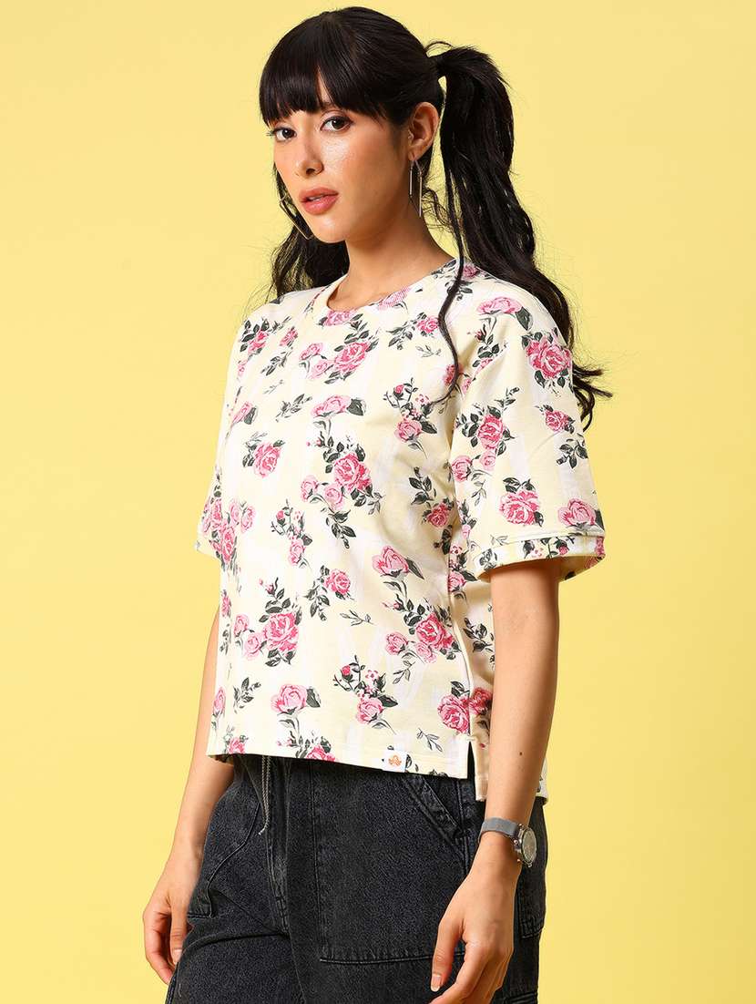 women floral print short sleeve boxy t-shirt - 21944850 -  Standard Image - 3