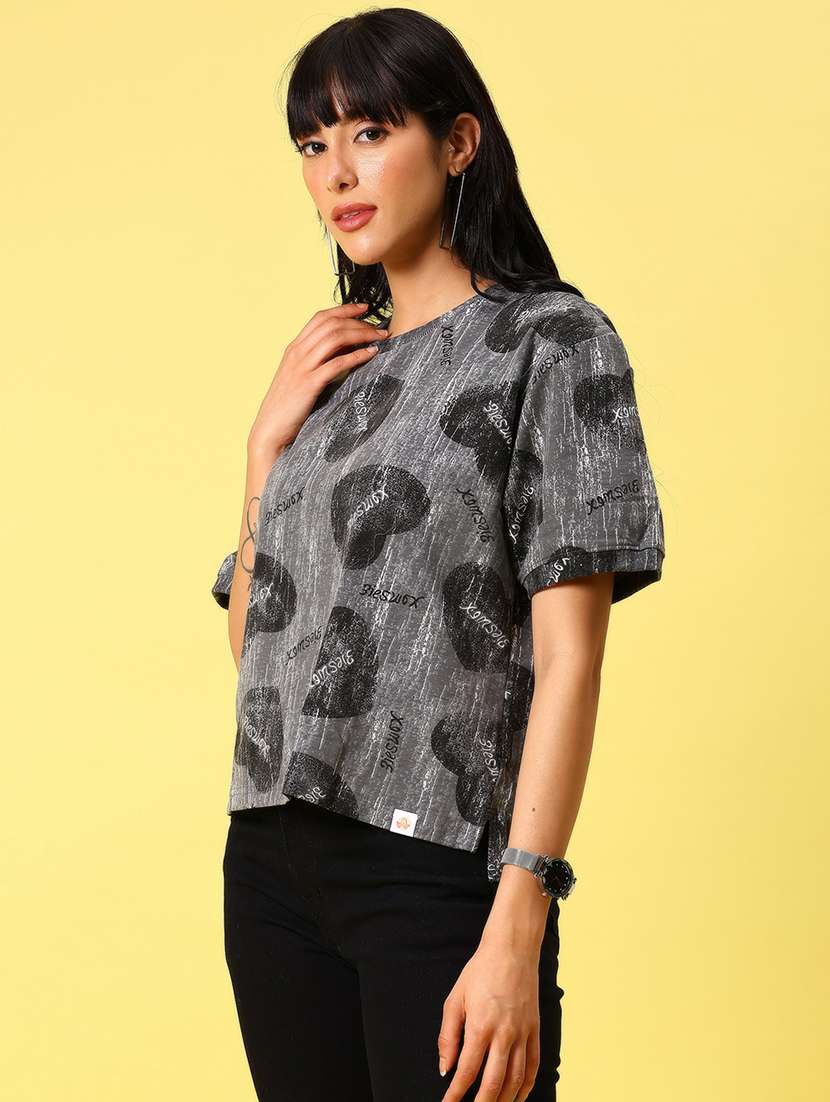 women printed short sleeve boxy t-shirt - 21944852 -  Standard Image - 3