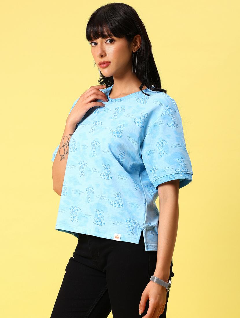 women printed short sleeve boxy t-shirt - 21944853 - Standard Image - 3