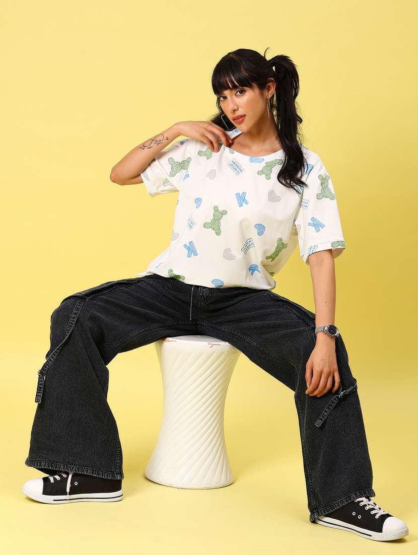 women printed short sleeve boxy t-shirt - 21944854 -  Standard Image - 5