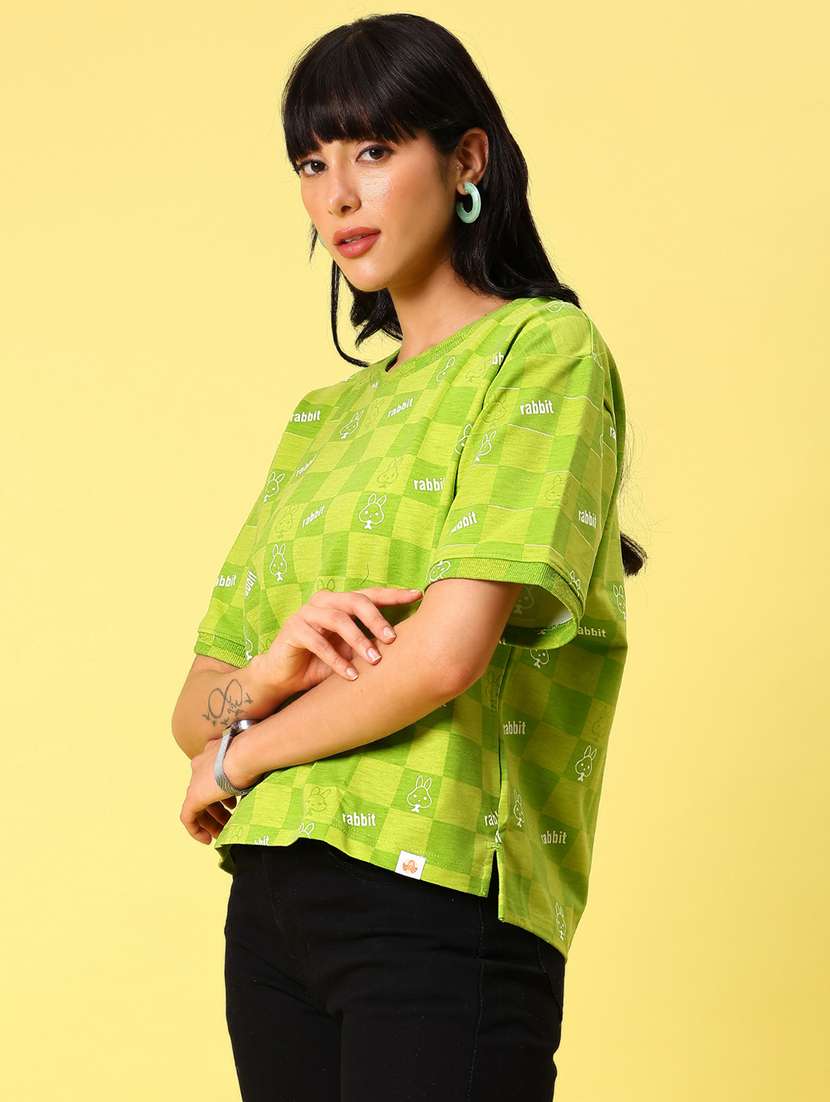 women printed short sleeve boxy t-shirt - 21944855 -  Standard Image - 3