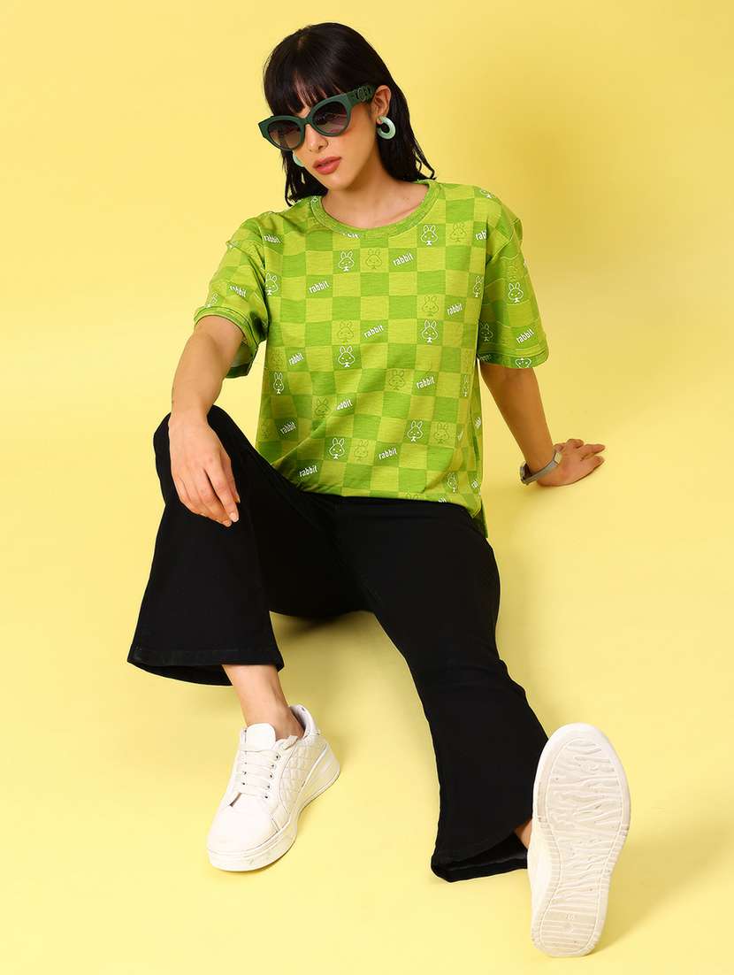 women printed short sleeve boxy t-shirt - 21944855 -  Standard Image - 5