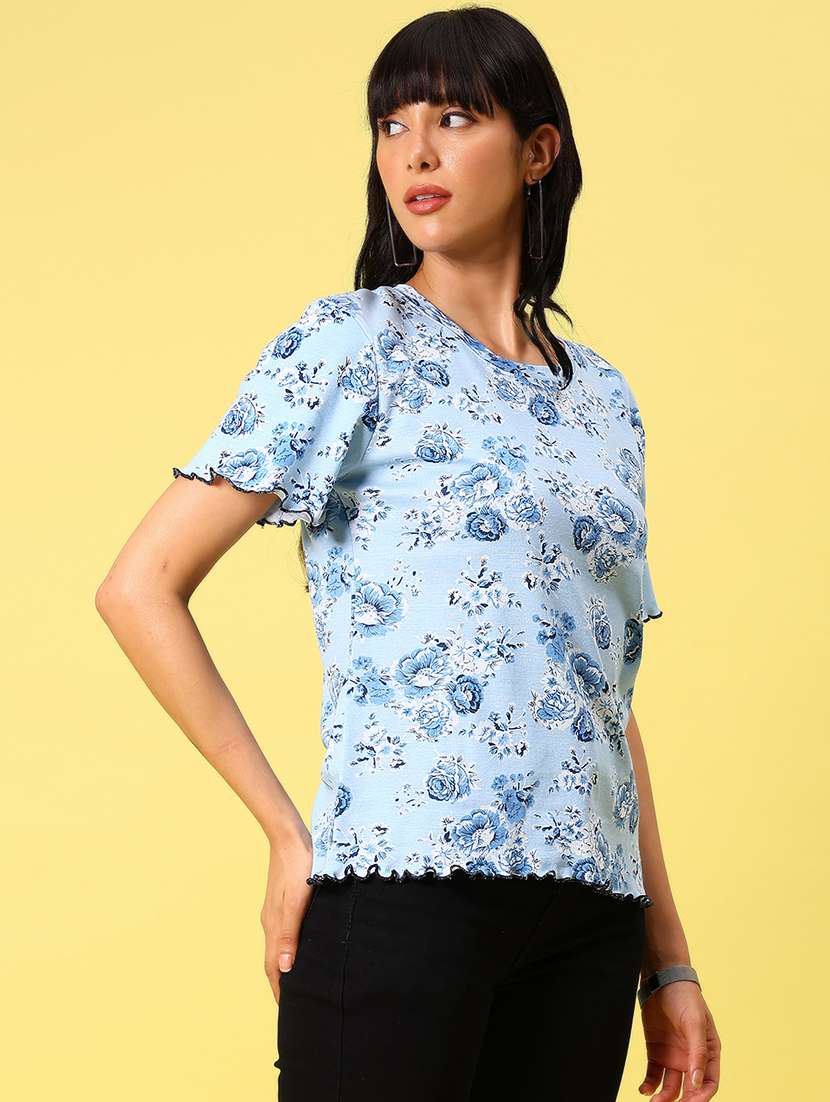 women floral print short sleeve regular fit t-shirt - 21944858 -  Standard Image - 3