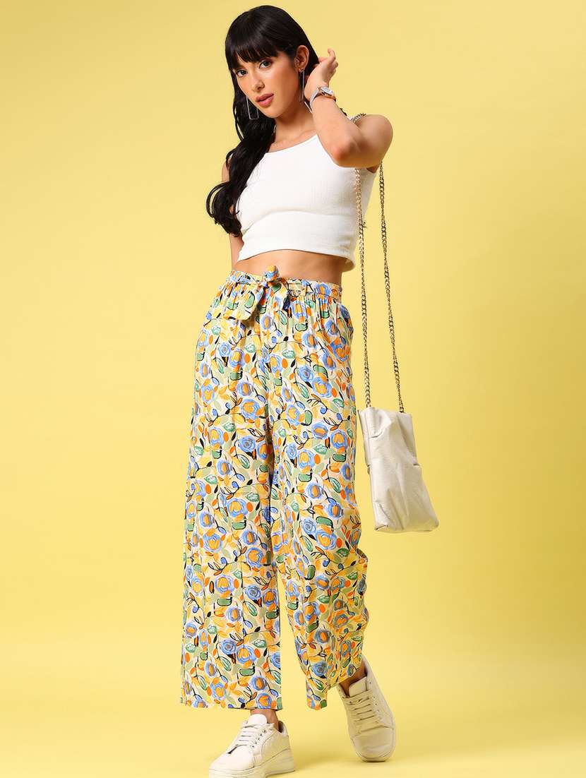 women printed high rise straight palazzo - 21944874 - Standard Image - 5